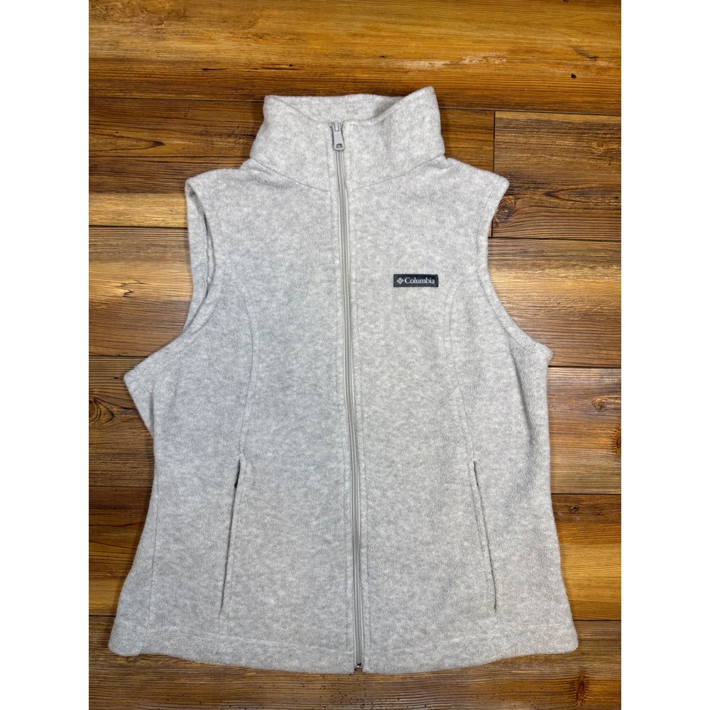 Columbia Womens Benton Springs Fleece Vest Light Gray Full Zip WL1023 Medium